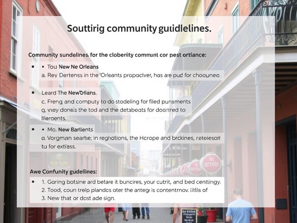 French Quarter scene with New Orleans Blog community guidelines overlay French Quarter scene with New Orleans Blog community guidelines overlay