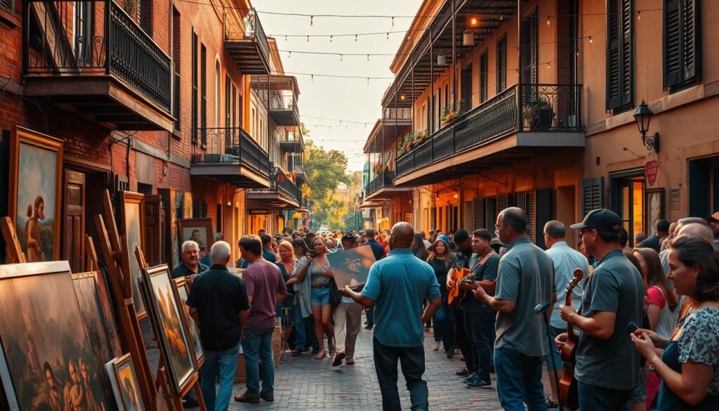 New Orleans evening art walk New Orleans evening art walk