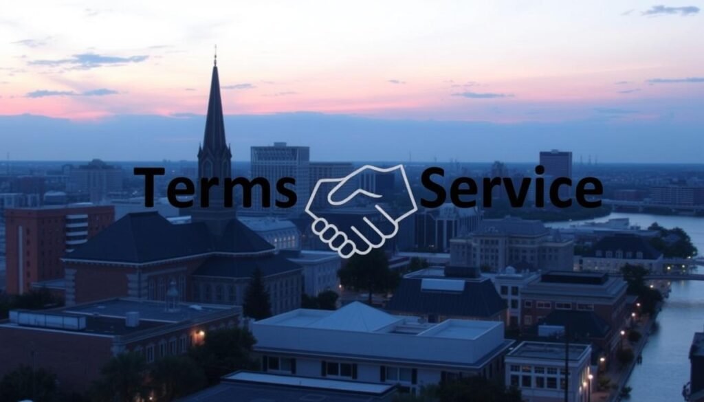 New Orleans skyline with Terms of Service concept overlay New Orleans skyline with Terms of Service concept overlay