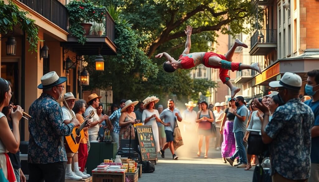 lively street performers in New Orleans lively street performers in New Orleans